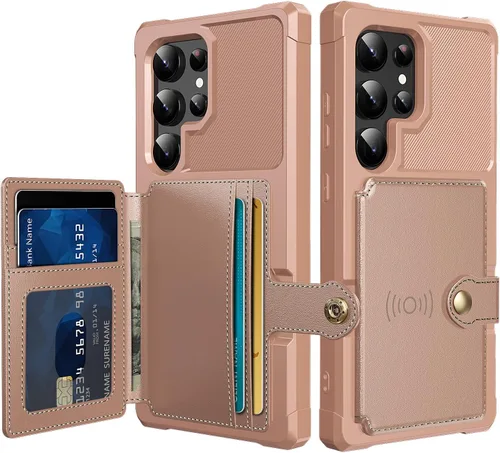 Vista 74 de Funda para Samsung Galaxy S21 Ultra con tarjetero, compatible con soporte magnético para automóvil, resistente a los golpes, resistente, suave, TPU