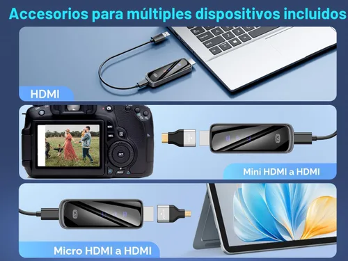 Vista 9 de Transmisor y receptor HDMI inalámbrico 328FT/100M, 4K Decodificación Plug & Play Portátil 5G+2.4G Adaptador de pantalla inalámbrico Kit extensor