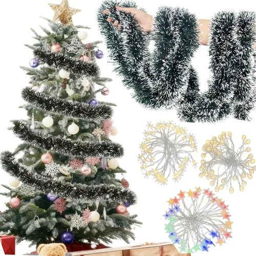 Vista 10 de Guirnalda de Pascua, guirnaldas de oropel de primavera pastel de 50 pies para interiores y exteriores, oficina, árbol, ventana, suministros