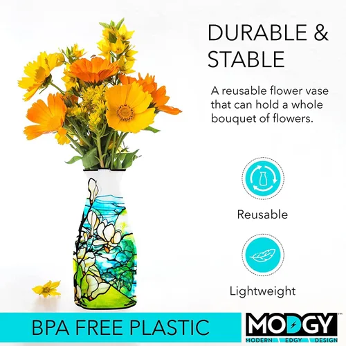 Vista 3 de MODGY Florero extensible de plástico decorativo moderno para centros de mesa de flores, decoración de mesa de comedor, sala de estar, baño, oficina