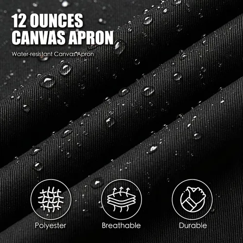Vista 3 de Cross-Back Chef Aprons for Men and Women, Water Repellent Cotton Canvas Adjustable Work Apron with Pockets Negro