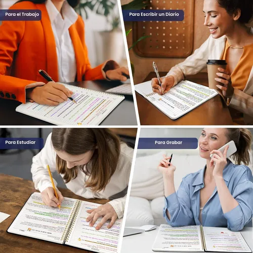 Vista 7 de Taja Diario Grande con Líneas en Espiral para Mujeres, Cuadernos de 8.5" x 11" para Trabajo con Rayado Universitario, Cuadernos A4 Estéticos Bonitos