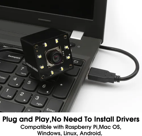 Vista 6 de Cámara USB 4K enfoque automático de 100 grados sin distorsión lente de visión nocturna a color cámara web para computadora UVC USB2.0 Lightburn Cam