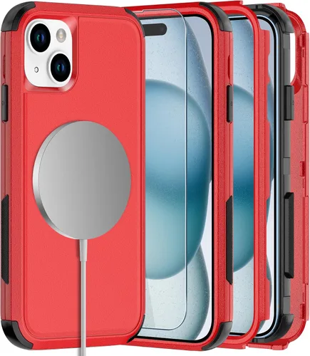 Vista 12 de Diverbox Funda para iPhone 15 [a prueba de golpes] [a prueba de caídas] [protector de pantalla de vidrio templado], funda de protección resistente