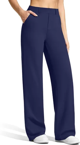 Vista 12 de G4Free EverGoing - Pantalones de vestir de pierna ancha para mujer con Gris-oscuro