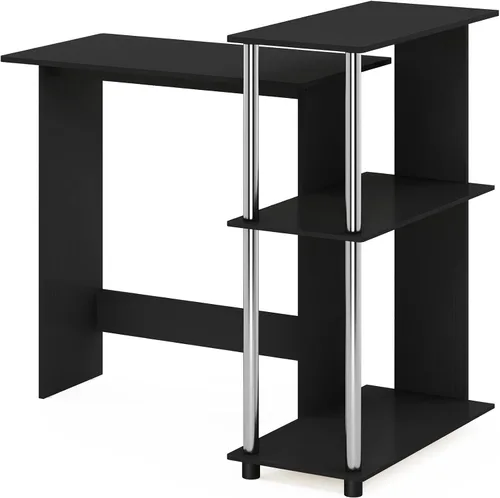 Vista 7 de Furinno Abbott - Escritorio esquinero para computadora con estantería, americano/cromado