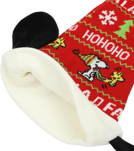 Vista 4 de Peanuts Snoopy y Woodstock Patrón Adulto Navidad Santa Sombrero Multicolor