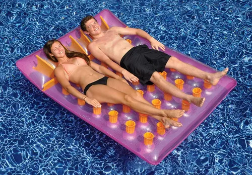 Vista 4 de Flotador doble inflable de la estera de la piscina de los deportes acuáticos púrpuras, 78 pulgadas