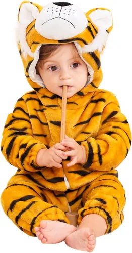 Vista 8 de Disfraz de monstruo azul para niños pequeños: mameluco de animal con capucha para Halloween, lindo y cálido traje de monstruo azul para otoño e
