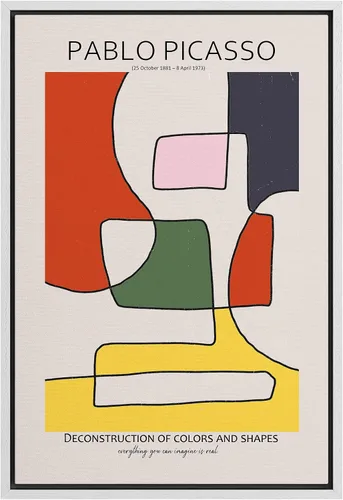 Vista 15 de SIGNLEADER Lienzo enmarcado para pared, arte semicírculo de mediados de siglo, formas geométricas, ilustraciones, arte moderno, contemporáneo