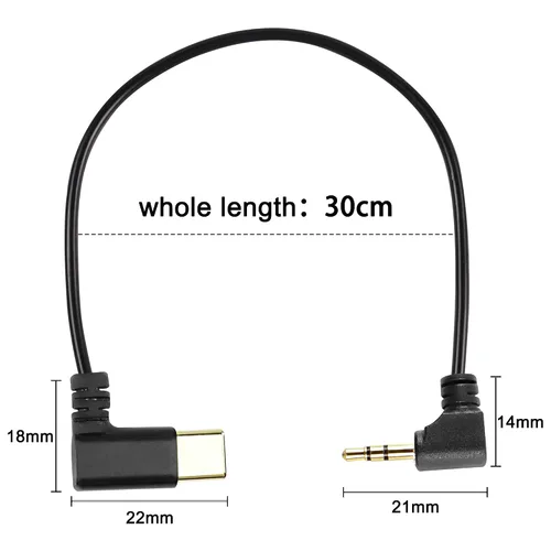 Vista 2 de XMSJSIY Cable de audio tipo C a 0.098 in USB C macho a 0.098 in TRS 3 polos macho AUX 90 grados ángulo recto conector de repuesto para auriculares