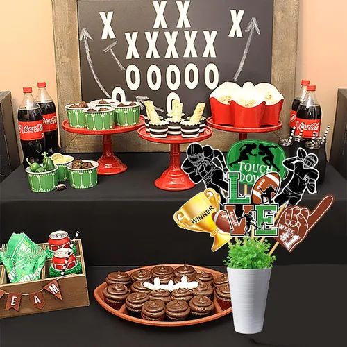 Vista 8 de 24 piezas de centros de mesa de fútbol para fiesta de fútbol, decoración de mesa de rugby para el día del juego, fútbol, touchdown, fiesta, tema
