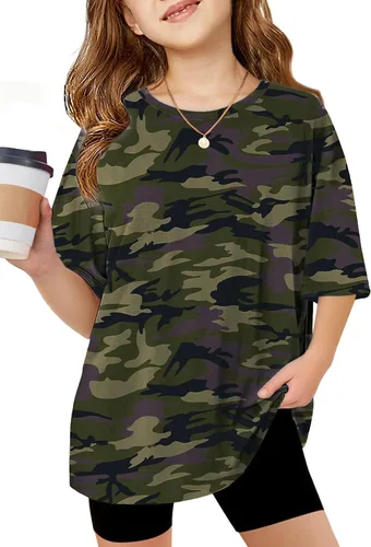 Vista 15 de Arshiner Camisetas de gran tamaño para niñas, camisetas básicas suaves y casuales de verano Negro
