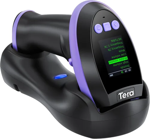 Vista 12 de Tera Escáner de Código de Barras Inalámbrico con Pantalla: Versión Pro 1D 2D QR con Teclado de Configuración, Cuna de Carga, Funciona con Bluetooth