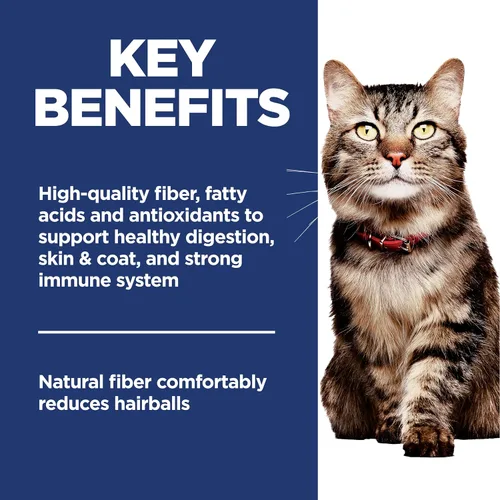 Vista 4 de Alimento para gatos Hill's Science Diet, control de bolas de pelo, para adultos mayores de 7 años, apoyo al control de bolas de pelo, alimento seco