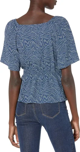 Vista 2 de Goodthreads Camisa Peplum de sarga fluida de manga corta para mujer