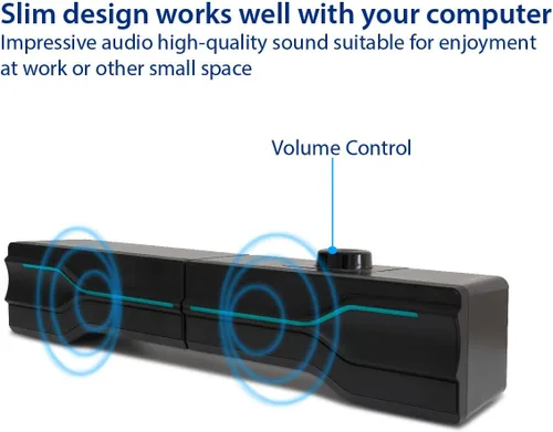 Vista 8 de Altavoz estéreo 2 en 1 de la barra de sonido alimentada por USB de escritorio, luz LED RGB