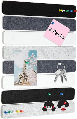 Vista 9 de Tablón de anuncios de fieltro de corcho, paquete de 8 con 50 pasadores para pegar notas, fotos, horarios, tablón de anuncios adhesivo para Lino