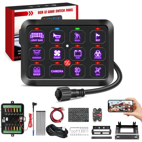 Vista 25 de Nilight Sistema de relé de control de circuito azul 12V 24V del panel