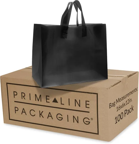 Vista 8 de Prime Line Packaging - Bolsas de plástico negras con asas, 6 x 3 x 9