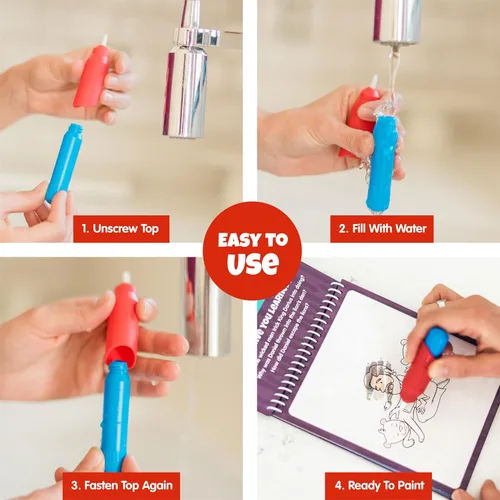 Vista 3 de 5 Pinceles de Agua Multicolor, Juego de Pinceles para Pintar con Agua, Bolígrafos de Repuesto Water Doodle Wow de Kanga Toys para Libros de Dibujo