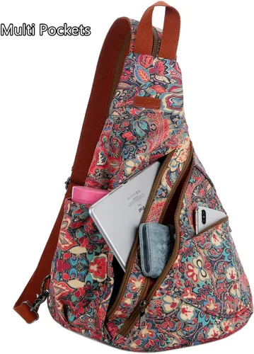 Vista 6 de Baosha Bolso bandolera colorido para mujer, mochila cruzada para el hombro, casual, viajes, senderismo, XB-10