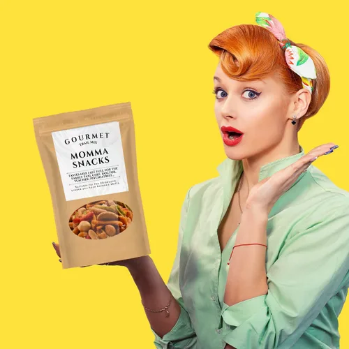 Vista 2 de Kepperton Momma Snacks Trail Mix – Mezcla crujiente sazonada gourmet, regalo de comida divertida de elefante blanco, regalos de broma para el día