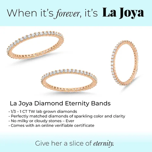 Vista 3 de La Joya 13 - 1 CT TW Certified Lab Created Diamond Eternity Band for Women Sparkling 10k Solid Gold Anniversary Bands Stackable Bands and Diamond