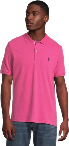 Vista 63 de Polo de piqué de algodón sólido para hombre con pequeño Pony Gris jaspeado