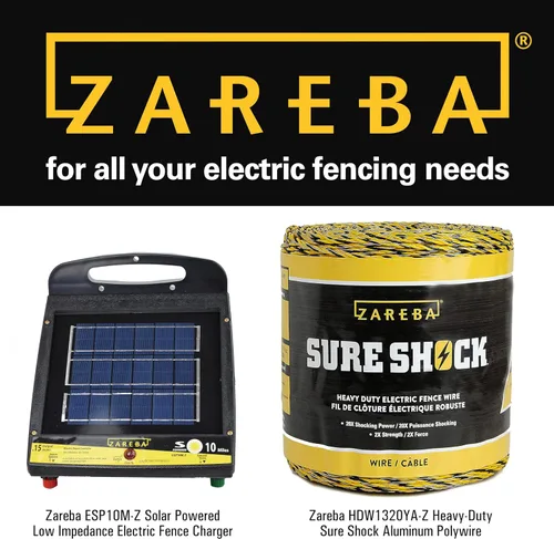 Vista 10 de Zareba ESP10M-Z/Cargador solar para vallas de baja impedancia con alcance de 10 millas. Contiene ganado, caballos, cabras y ganado, 0.15 julios