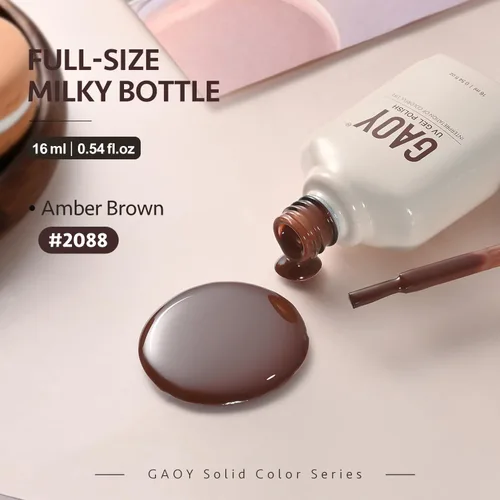 Vista 6 de GAOY - Esmalte de uñas de gel marrón, 16ml de esmalte de gel para quitar por remojo, curado con luz UV para arte de uñas, manicura DIY en casa, 2088