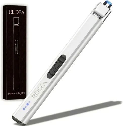 Vista 10 de REIDEA Encendedor eléctrico de regalo para los amantes de las velas, resistente al viento, sin llama, recargable por USB, encendedor retráctil