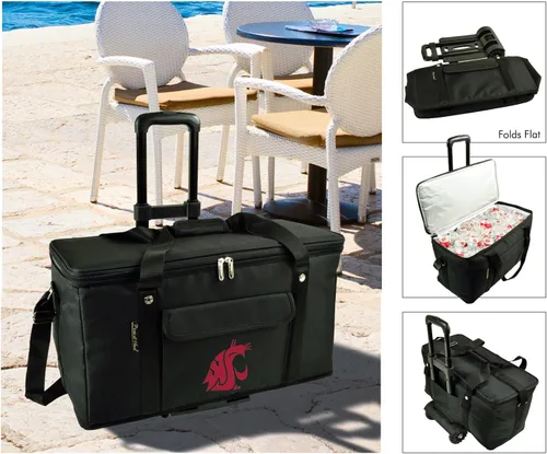 Vista 2 de Enfriador de viaje con licencia con ruedas, capacidad para 64 latas, enfriador plegable a prueba de fugas, diseñado y aprobado de calidad