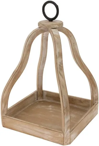 Vista 3 de Boston International Farolillo decorativo de madera y metal, juego de 2, abovedado natural