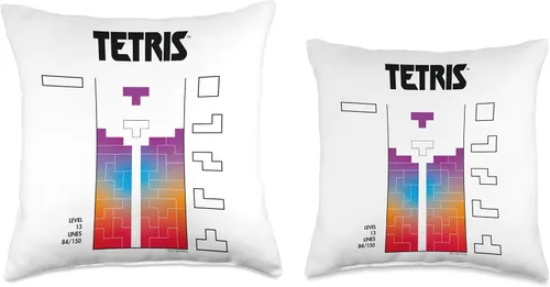 Vista 3 de Tetris Color Fade Game Art - Almohada de 16 x 16 pulgadas, multicolor