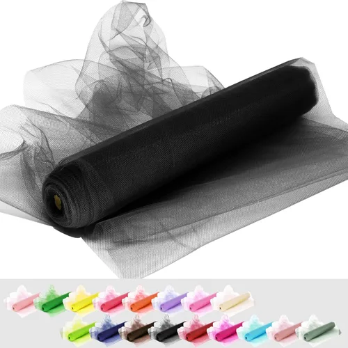 Vista 9 de Rollos de tela de tul, 54 pulgadas por 10 yardas (30 pies), cinta de tul para decoración de fiestas de boda, rollo de tela transparente en bobina