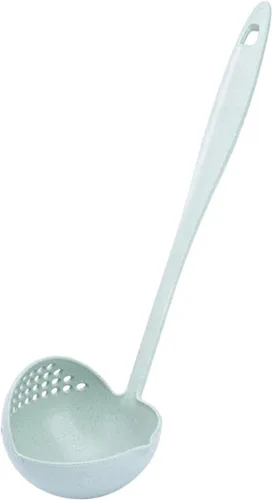 Vista 5 de Cuchara de sopa de paja de trigo 2 1 Cucharas de gachas de mango largo Cucharas de sopa Laddle Suministros de cocina Cuchara de paja de trigo