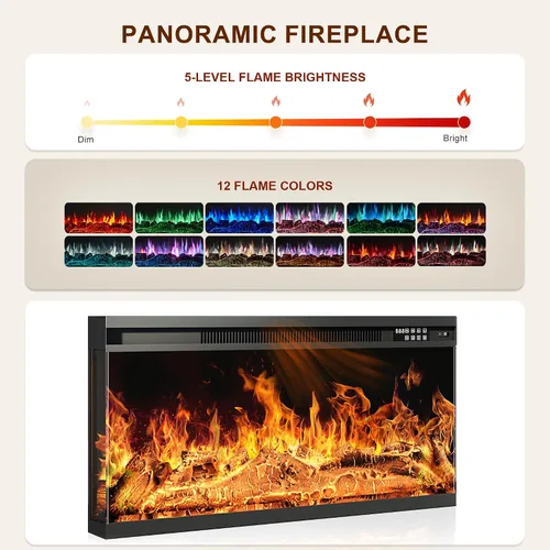 Vista 5 de MXV Soporte de TV con chimenea de 70 pulgadas, chimenea de vidrio de 3 lados y centro de entretenimiento moderno, consola multimedia de madera