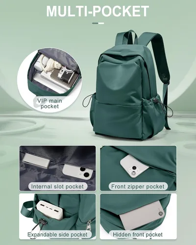 Vista 4 de Mochila para mujeres, hombres, escuela, estética, ligera, para la universidad, para niños y niñas, bolsa de libros, mochila casual para computadora