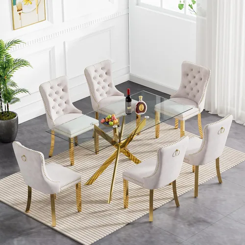 Vista 99 de Juego de mesa de comedor de cristal plateado moderno de 47 pulgadas para 2, juego de mesa de comedor de cocina redonda de 3 piezas con patas