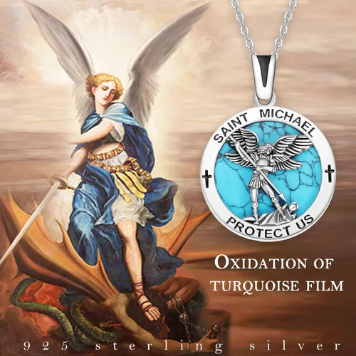 Vista 5 de Collar de plata de ley 925, San Miguel, San Cristóbal, San Benito, Virgen María, Medalla Milagrosa para hombres y mujeres, colgante de amuleto