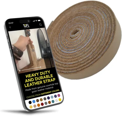 Vista 18 de TOFL Genuine Leather Strap, Top Grain Cowhide Craft Strip – Beige (2 Pack)
