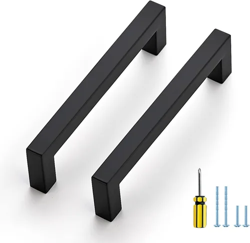 Vista 17 de Ravinte Paquete de 5 tiradores cuadrados de gabinete de 2-1/2 pulgadas, manijas negras para gabinetes de cocina, accesorios de cocina negros mate