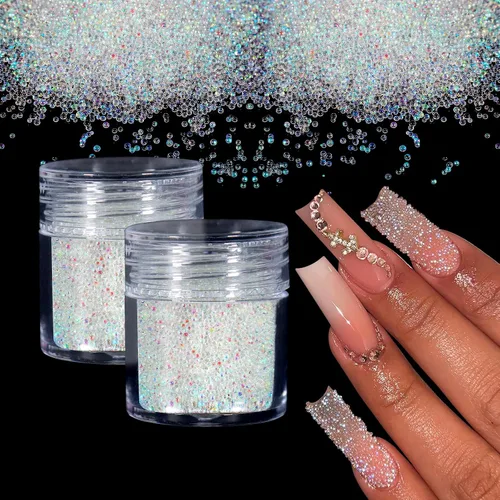 Vista 8 de Laza Cuentas de caviar para uñas de 2 colores, cuentas de micro pixie de 0.024-0.031 pulgadas (0.6-0.8mm), cuentas de burbujas de vidrio, gotas