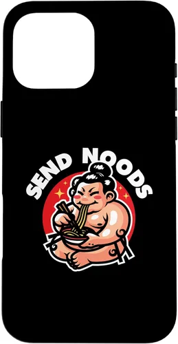 Vista 19 de iPhone 16 Funny Send Noods Sumotori Eating Noodle Japan Sumo Case