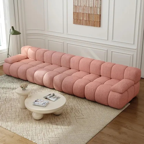 Vista 28 de Settab Sofá modular de nube modular de 118.5 pulgadas con otomana móvil, sofá de pana moderno de 4 asientos, asiento profundo, sofá sin hueso