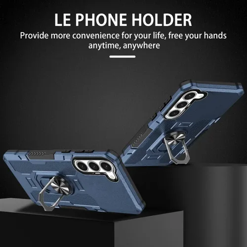 Vista 2 de Funda compatible con Samsung Galaxy S23 Plus 5G, protector de pantalla HD. Soporte magnético integrado, resistente a los golpes, de grado militar