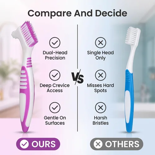 Vista 5 de Cepillo de limpieza de dientes falsos, cepillo de dientes portátil de doble cara para cepillos, juego de múltiples capas, cepillos de dientes