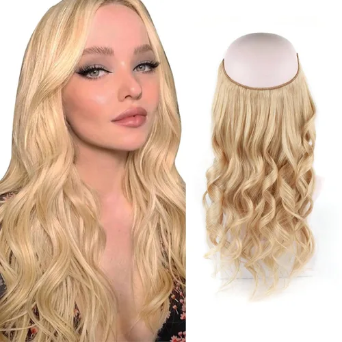 Vista 18 de Sassina Extensiones de Cabello con Alambre Invisible Cabello Humano Real con Alambre Transparente Tamaño Ajustable Clips Seguros Naturales Liso