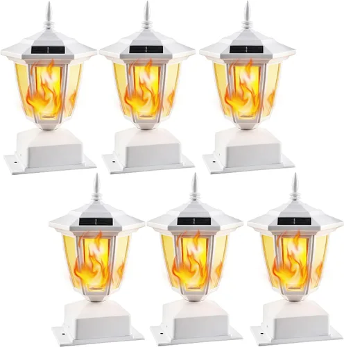 Vista 12 de Dynaming Paquete de 2 luces solares para postes de llama para exteriores, lámparas alimentadas por energía solar, luces LED de llama parpadeante